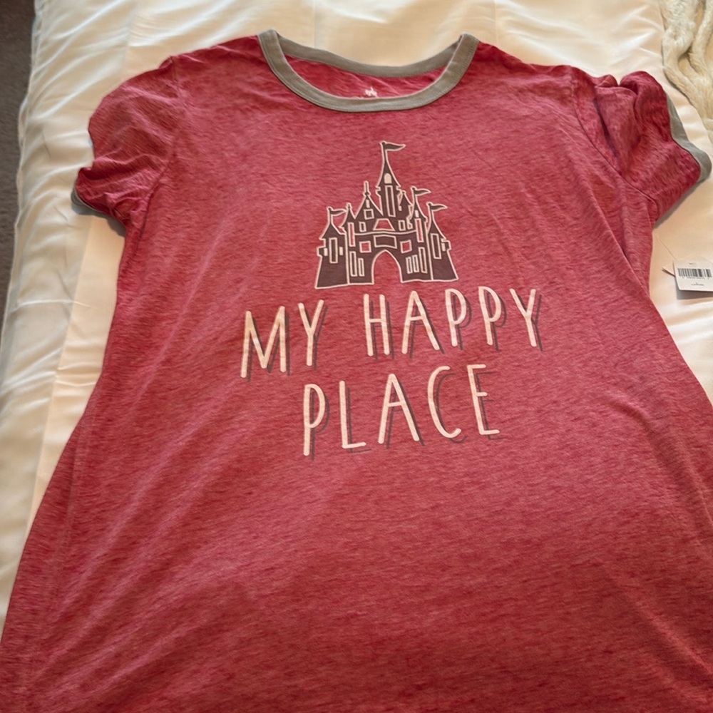 Disney Parks Women's L Tee T Shirt Castle My Happy Place Walt Disney World